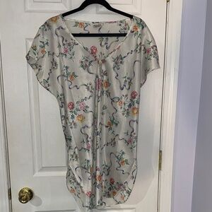 Romantic Moods Vintage Floral Print Women's Top/ Silk Sleep Dress (L)